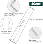 FEED GARDEN 10 Inch 50 Pack Galvanized Landscape Staples 11 Gauge Anti-Rust Garden Stakes Landscaping Fabric SOD Pins Yard Stakes for Weed Barrier Fabric