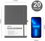 LYDTICK 20 Pack Journals for Writing College Ruled Notebooks Journal in Bulk, Hardcover Notebooks (200Pages) for Note Talking, Lined Bullet Journals for Home School Office, 5.7"x8.4", Grey