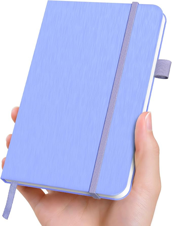 ONAVIA A6 Pocket Notebook Lined Journals, Small Journaling Notebooks, 160 Pages Hardcover Mini Notepad for Writing, Work, School, Travel and Note Taking with Pen Holder, 3.5" x 5.7" (Cornflower Blue)