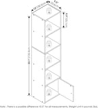 Furinno LUDER Book Shelf, 5-Tier Modern Bookshelf, Bookcase with 1 Door Storage Cabinet, 9.3 x 12 x 52, for Living Room, Bedroom, Home Office, Blackwood