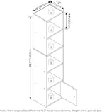 Furinno LUDER Book Shelf, 5-Tier Modern Bookshelf, Bookcase with 1 Door Storage Cabinet, 9.3 x 12 x 52, for Living Room, Bedroom, Home Office, White