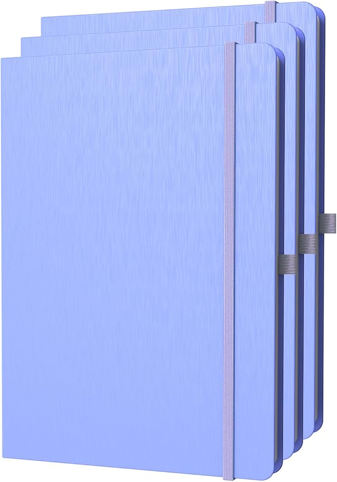 ONAVIA A4 Lined Journal Notebook, 8mm Ruled Notepad, Journaling for Writing, Work, School, Travel and Note Taking, Hardcover 160 Pages (80 Sheets) 8.27 x 11.6 inches (3 Pack Cornflower Blue)