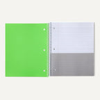 Amazon Basics Notebooks, College-Ruled Spiral Notebook with Poly Cover, For Work and School, 100 Sheets, 11" x 9", Green, 1-Pack