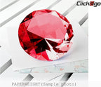 CLICK2GO 3” / 80 mm Red Diamond Shaped Glass Crystal Paperweight – Home Office Decor & Wedding Favors Decoration with Gift Box