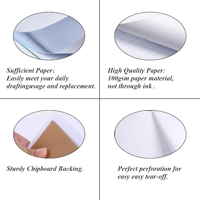 (5-Pack) Engineering Graph Paper Pad - 17" x 11" Grid Paper for Engineering, Drafting, Blueprint Drawing, 125 Sheets/250 Pages 4x4 Blue Quad Rule by Better Office Products
