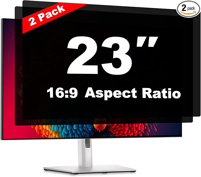 Pozlle 23 Inch Computer Privacy Screen Shield [2 Pack] for 16:9 Widescreen Desktop Monitor - Anti-Glare Blue Light Privacy Filter and Anti Spy Privacy Screen Protector Film