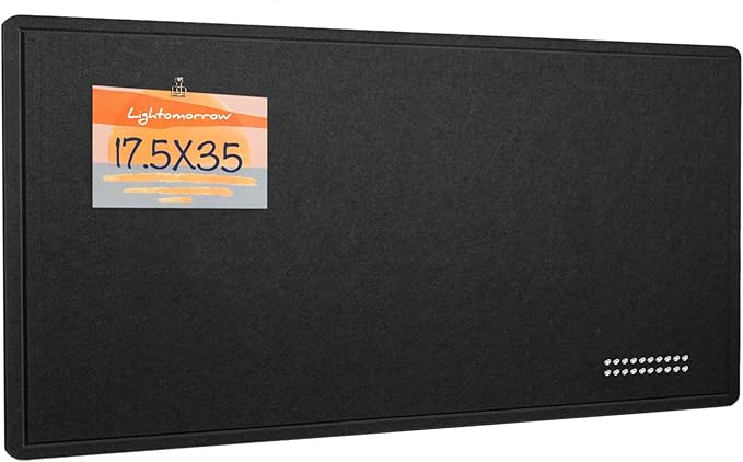 Lightomorrow Bulletin Board, 35 x 17 1/2 inches Felt Board - Decorative Pin Board, Cork Board Alternative for Wall, Foldable Self-Adhesive Vision Board Prayer Board with 20 Pushpins Black