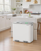 Lovewind Trash Can, 2 x 10.5 Gallon (2 x 40 L) Garbage Can for Kitchen Dual Compartment Recycling Kitchen Step Trash Bin, Stainless Steel Trash and Recycle Bin Combo with Soft-Close Lid, White