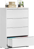 Bestoo 4-Drawer Lateral File Cabinet with Lock, Filing Cabinet for Home Office, Metal File Storage Cabinets, Fits File Folders, Letter/Legal/F4/A4 Sizes, Assembly Required (White)