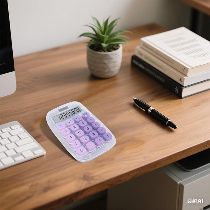 BTSEYAW Mechanical Switch Calculator, Purple Calculator with Large LCD Display 8 Digit Tilt Screen and Big Button for Teachers Students Basic Office (Transparent and Purple)