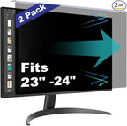 Pozlle [2 Pack Computer Privacy Screen Shield Compatible for 23.6/23.8/24 Inch 16:9 Widescreen Desktop Monitor - Anti Glare & Blue Light Filter - Hanging Design for Easy On/Off