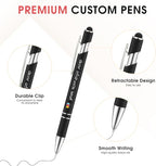 ENOMY Personalized Pens Bulk Free Engraved with Logo/Name/Message Black Ink Custom Pens Customized Stylus Ballpoint Pens Ideal Gifts for Business Anniversary (200)