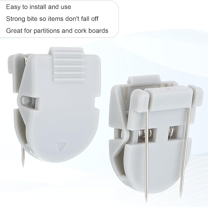 Eldraqth Cubicle Hooks, 12 Pcs Panel Cubicle Clips for Fabric Walls, Plastic Cubical Accessories for Office, Home, Kitchen, Room, Hanging Photos, Notes, Memos, Data Cableswork (Gray)