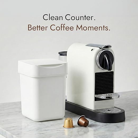 carrotez Mini Trash Can, Countertop Trash Can with Lid, 2 Liter/ 0.5 Gallon, Waste Basket, Garbage Container for Coffee Bar, Bathroom, Kitchen, Office, Desk, Bedroom - White