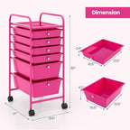 Giantex 6 Storage Drawer Cart Rolling Organizer Cart for Tools Scrapbook Paper Home Office School Multipurpose Mobile Utility Cart (Macaron)