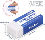 White Erasers, 6 Pack Block Pencil Erasers – Smudge-Free Latex-Free, Erasers for Kids School Supplies, Clean Erase for Homework, Office & Drawing (Art Use)
