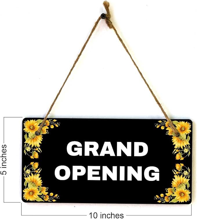 Signs ByLITA Sunflower Corners Black Background Personalized Hanging Wall or Door Sign (5 x 10") | Custom Signage for Your Home & Business