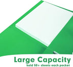 Two Pocket Folders, RAZCC 50 Pack 2 Pocket Folders Fit Letter Size Paper, Paper Folders with Pockets for School Office Business Home (Green)