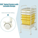Giantex 6 Storage Drawer Cart Rolling Organizer Cart for Tools Scrapbook Paper Home Office School Multipurpose Mobile Utility Cart (Beige & Yellow)
