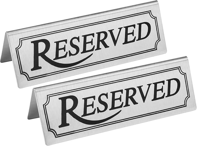 New Star Foodservice Stainless Steel Table Tent Sign (Silver (Reserved), 4 by 1.5-Inch (Set of 2))