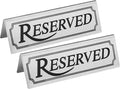 New Star Foodservice Stainless Steel Table Tent Sign (Silver (Reserved), 4 by 1.5-Inch (Set of 2))
