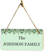 Signs ByLITA Eucalyptus Greenery Personalized Hanging Wall or Door Sign (5 x 10") | Custom Signage for Your Home & Business