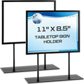 Zhengmy 1 Pcs Tabletop Sign Holder with Flat Base 11" x 8.5" Double Sided Countertop Sign Holder Horizontal Desktop Display Stand Metal Poster Display Stand for Office Store Restaurant Hotels, Black