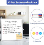 Lumspax Small Desktop White Board with Stand, 10" x 10" Double-Sided Silver Aluminium Frame Whiteboard for Kids, Mini Dry Erase Board for Home, Office, School