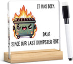 Funny Dumpster Fire Office Desk Decor, Dumpster Fire Desk Accessories Gifts for Women Men Boss Coworker, Boss Day White Elephant Gag Gifts Acrylic Sign A 03