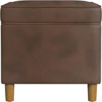 Spatial Order Home Decor | Dinah Collection Modern Storage Ottoman | Ottoman with Storage for Living Room & Bedroom(Brown Faux Leather)