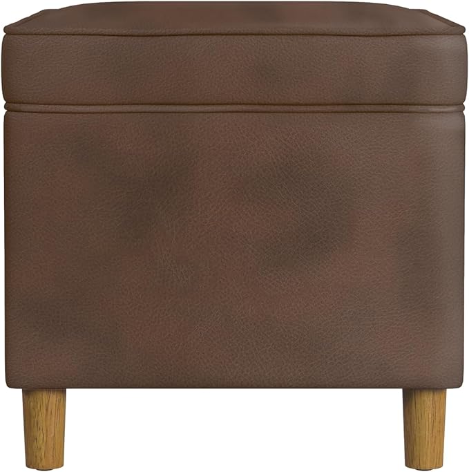 Spatial Order Home Decor | Dinah Collection Modern Storage Ottoman | Ottoman with Storage for Living Room & Bedroom(Brown Faux Leather)