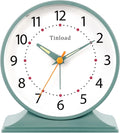 Tinload 4.5" Antique Retro Analog Alarm Clock, Small Silent Bedside Desk Clock with Manual Light, Battery Operated, Snooze, for Living Room, Bedroom, Bedside, Desk(Green)