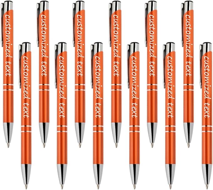 Yucold Customized ballpoint pens in bulk, personalized ballpoint pens with free engraving, for use in companies, enterprises, graduation anniversaries (Orange,13)