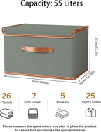 Tuza 4 Pack Storage Bins with Lids, Collapsible Closet Organizer Container, Fabric Organizer Box with Handles, Decorative Storage Boxes with Lids for Organizing Clothes, Blanket, Grey, Extra Large