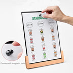 ECKEK Tabletop Chalkboard Signs with Base Stand Carbon Steel Menu Chalkboard Stand, Message Board for Shop, Restaurant, Home Decoration (Wooden Base 22 * 31cm/8.6612.20inches)