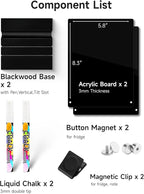Kivsty 2 PCS Desktop Black Dry Erase Board with Stand - 8” x 6” Small Acrylic Black Board with Marker and Magnetic Clip, Reusable Desk Notepad, to-Do List, Menu Board Signs for Bar, Office, Home