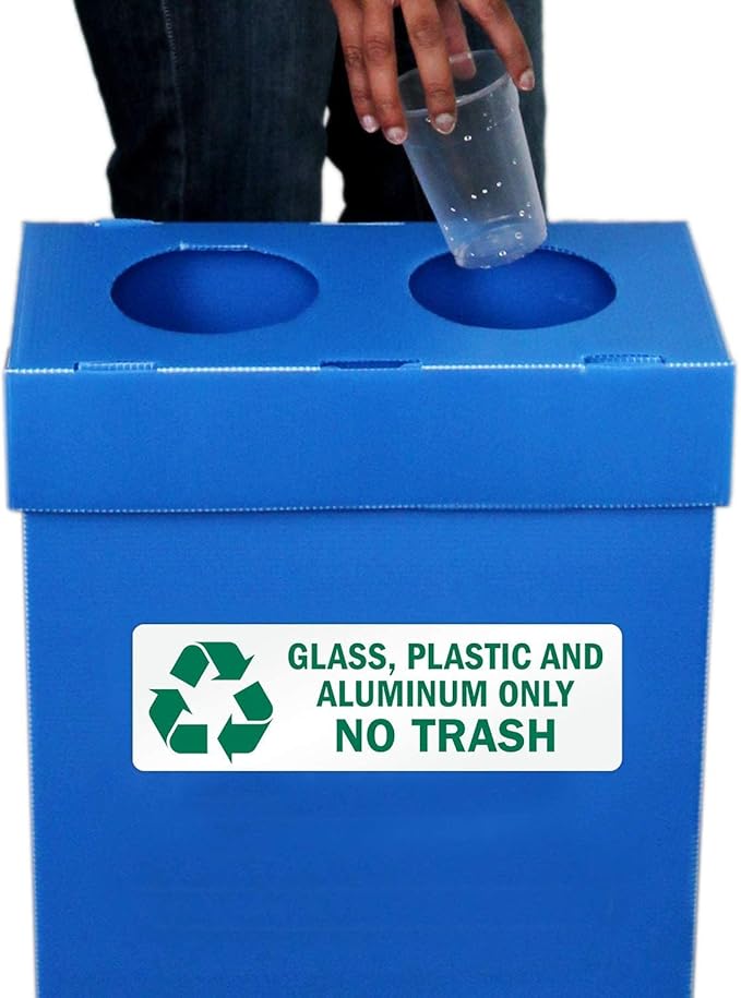 SmartSign Glass, Plastic and Aluminum Only No Trash Pack of 5 Recycle Labels | 3" x 10" Laminated Vinyl, Made in USA