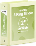 SUNEE 3 Ring Binder 2 Inch 1 Pack, Clear View Binder Three Ring PVC-Free (Fit 8.5x11 Inches) for School or Office Supplies, Light Yellow