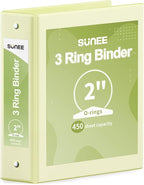 SUNEE 3 Ring Binder 2 Inch 1 Pack, Clear View Binder Three Ring PVC-Free (Fit 8.5x11 Inches) for School or Office Supplies, Light Yellow