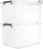 Citylife 69QT Plastic Storage Bins with Latching Lids Stackable Storage Containers for Organizing Large Clear Storage Box for Garage, Closet, Kitchen, 2 Packs