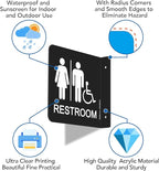 Faittoo Restroom Sign, Bathroom Signs, (4 Pack) 6 x 6 Inches Acrylic Sign, for Office or Business Bathroom and Toilet Door or Wall Decor, Indoor Outdoor Use (Men and women with Handicap)