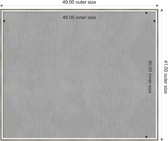 Amanti Art Silver Framed Magnetic Board 41x49 Oversize Vision Board for use with Magnets, 100% Metal Sheet to Display Items as Office Decor or for Home Organization in mudroom, Kitchen or Kids Room