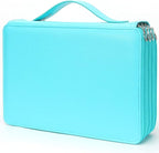 Vomgomfom Colored Pencil Case - 200 Slots Holder With Zipper Closure, Deluxe PU Leather Large Capacity for Watercolor Pens or Markers, Organizer for Artist (Green)
