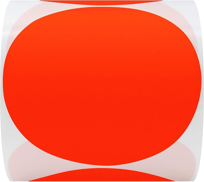 Hybsk Round Color Coding Circle Dots Labels Warehouse Inventory Organizer Stickers (4 inch, Fluorescent Red)