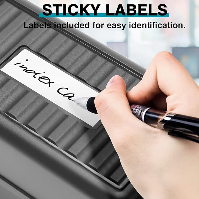 H4D Index Card Holder 3x5, Index Card Box Organizer Case, 3x5 Flash Note Card Holder, 2 Packs (Black)