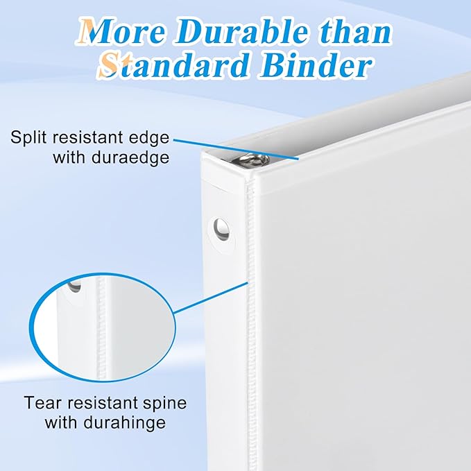 CIXILDTS 2-inch Round Ring Binder, Durable 2" 3 Ring Binder Fit Letter Size Paper, White, 24-Pack