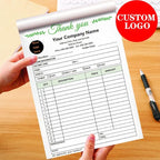 Custom Carbonless Sales Invoice Form Books for Small Business, Personalized NCR 3-Part Receipt Book with Carbon Copies, Cover Add Company Name, Address and Number Printed