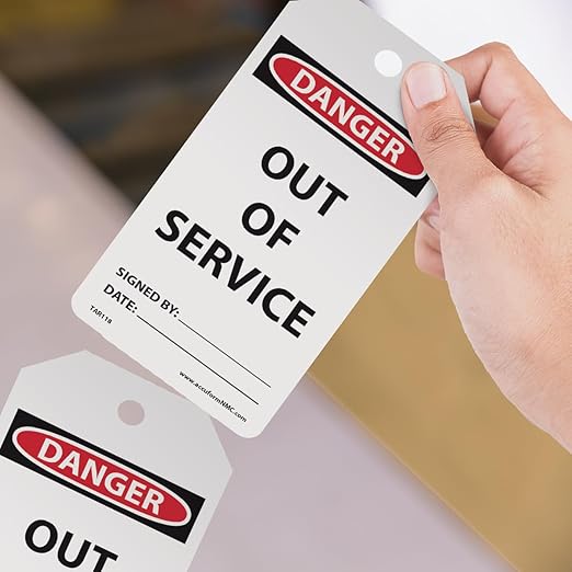 AccuformNMC 100 Safety Tags by-The-Roll, Danger Out of Service, US Made OSHA Compliant Tags, Waterproof PF-Cardstock, Resists Tears, 6.25"x3", TAR118