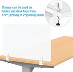 Desk Divider 4 Pcs Desk Privacy Panel 23.6''L x 15.8W'' Office Partitions Frosted Acrylic Panel Pack of 4 Desk Divider Partition with Adjustable Universal Base
