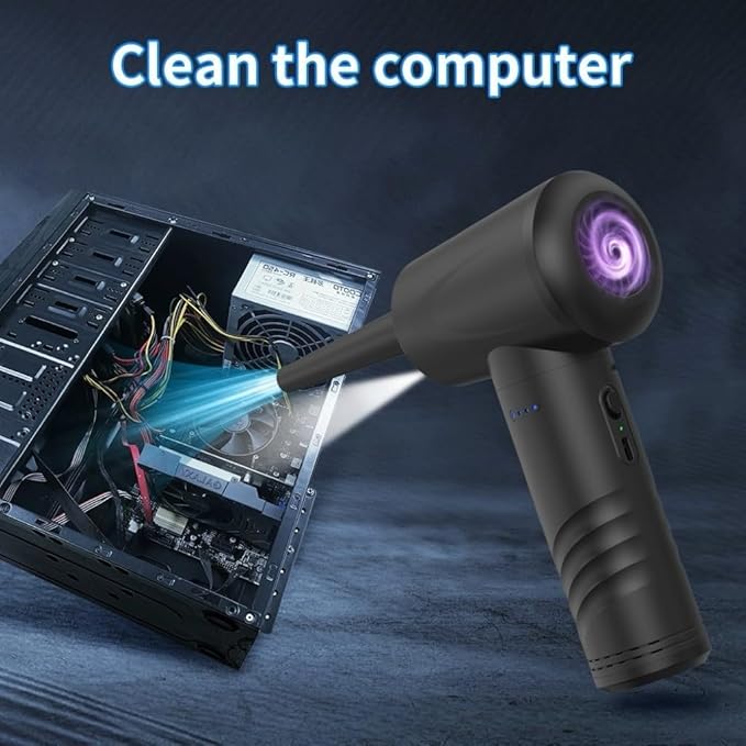 Cordless Air Duster, Rechargeable Electric Compressed Air Blower with 6000mAh Battery, Brushless Motor, Portable Dust Blower with Multiple Nozzles for Electronics, Keyboard, Computer, Outdoor Use